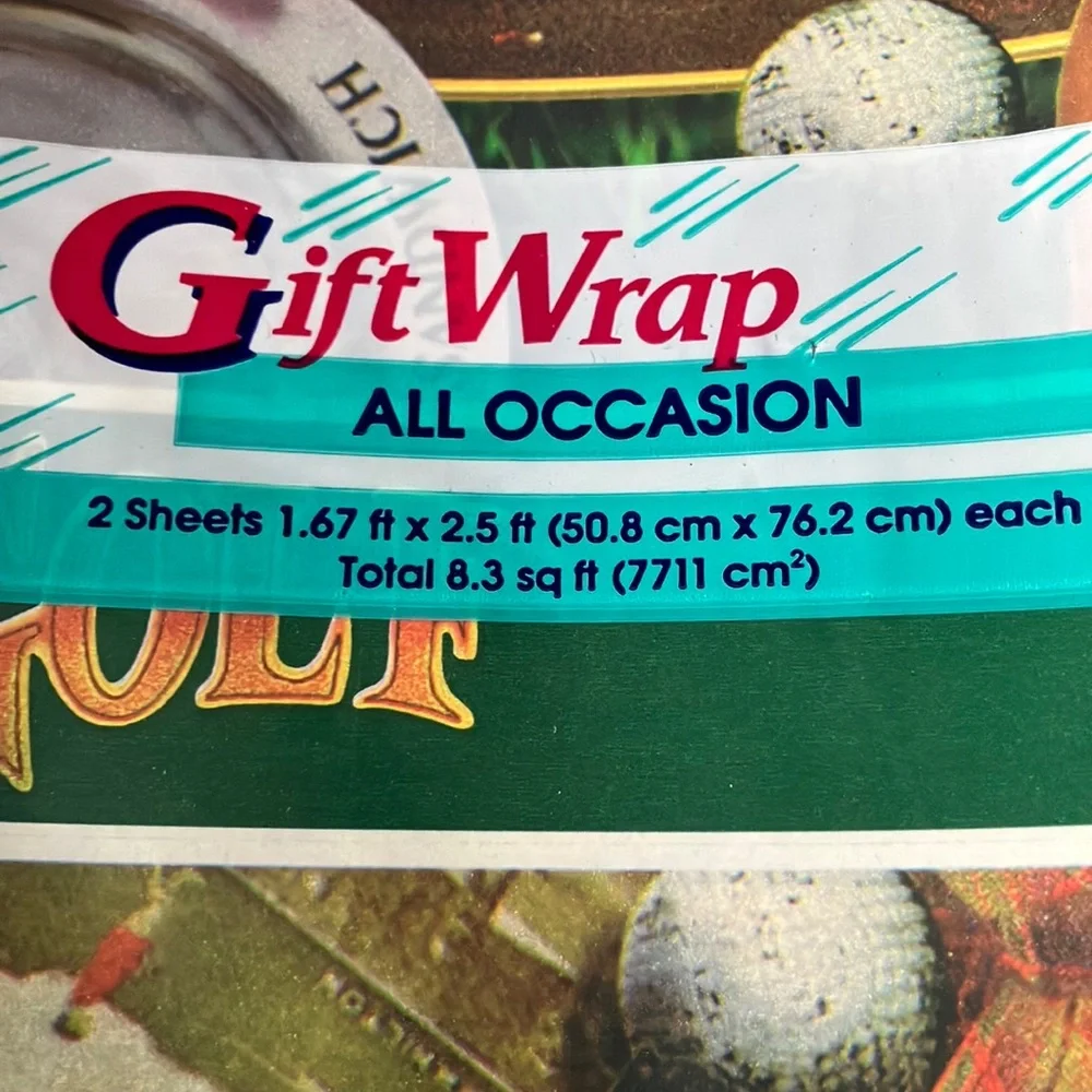 Vintage Golf Themed Gift‎ Wrap -Sealed New Old Stock